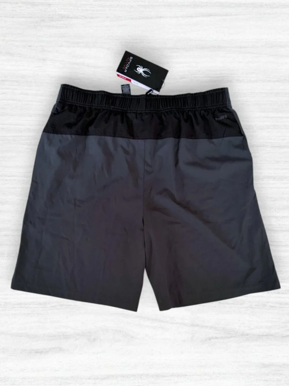 NWT Spyder Active ProWeb Gray Black Zip Pocket Athletic Shorts Men’s XL